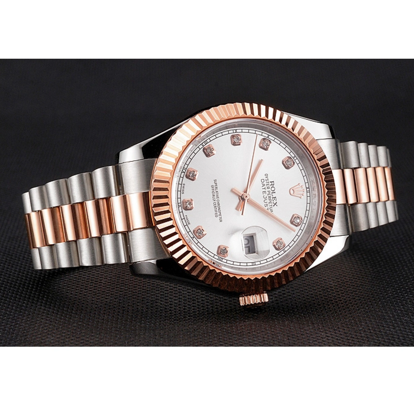 Best AAA Replica Sites Case Datejust Steel Gold Rose White Two Swiss Tone Bezel Dial Bracelet Rolex Stainless 0630